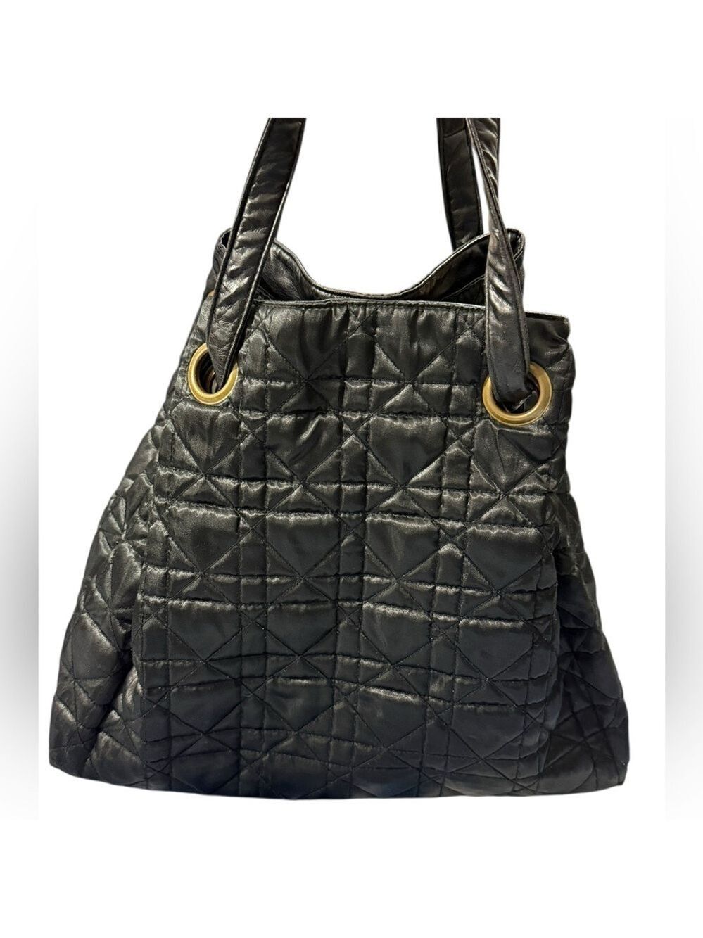Big Buddha Santa Barbara Quilted Vegan Leather Tote Yoga Bag Black